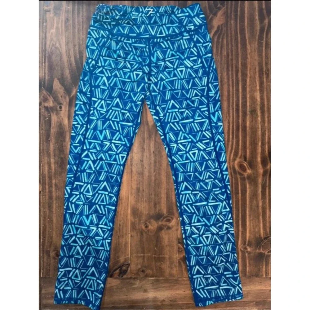 Zella from Nordstrom Blue Geometric Athletic Athleisure Leggings Zipper Pocket